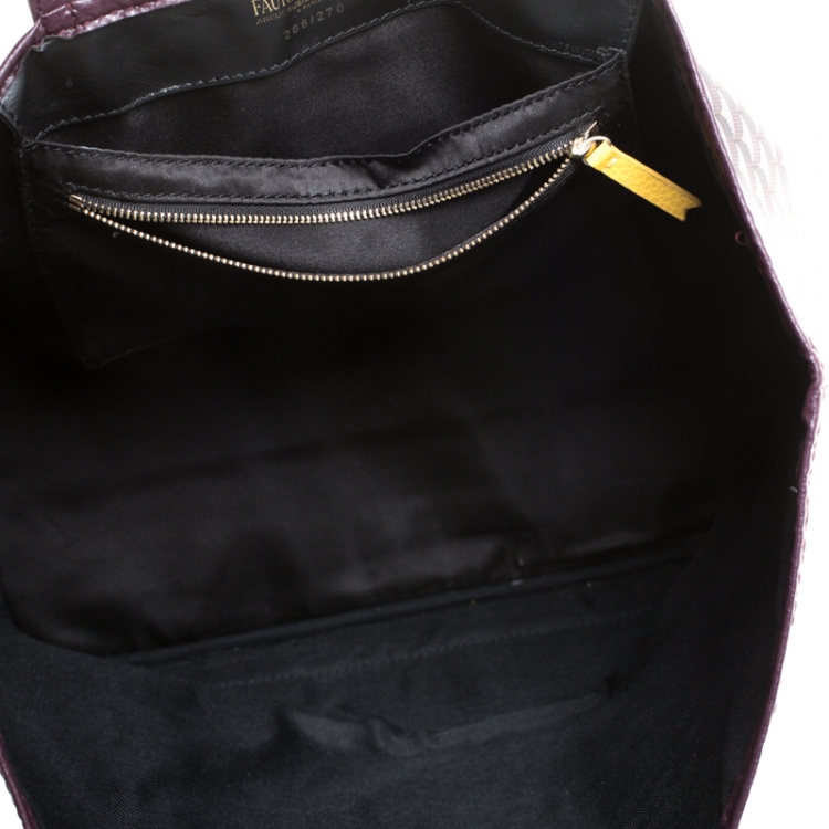 Pre Owned Faure Le Page Burgundy Coated Canvas and Leather Tote