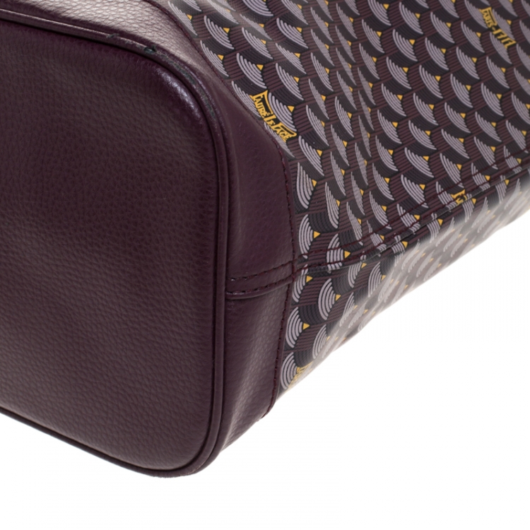 Pre Owned Faure Le Page Burgundy Coated Canvas and Leather Tote