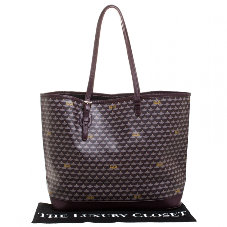 Pre Owned Faure Le Page Burgundy Coated Canvas and Leather Tote