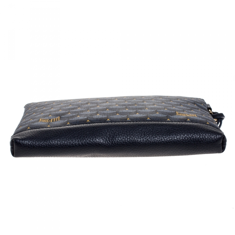 Pre Owned Faure Le Page Blue Coated Canvas Wristlet Clutch