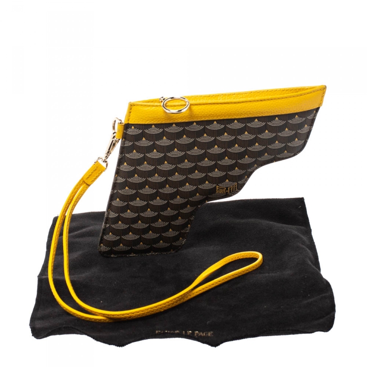 Pre Owned Faure Le Page Yellow Coated Canvas Calibre 22 Wristlet Pouch