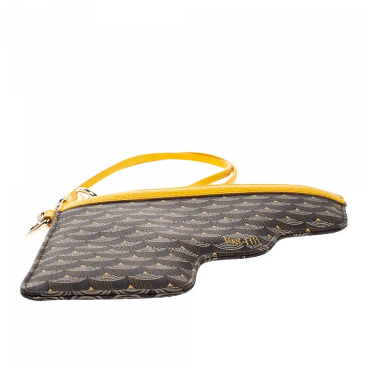 Pre Owned Faure Le Page Yellow Coated Canvas Calibre 22 Wristlet Pouch