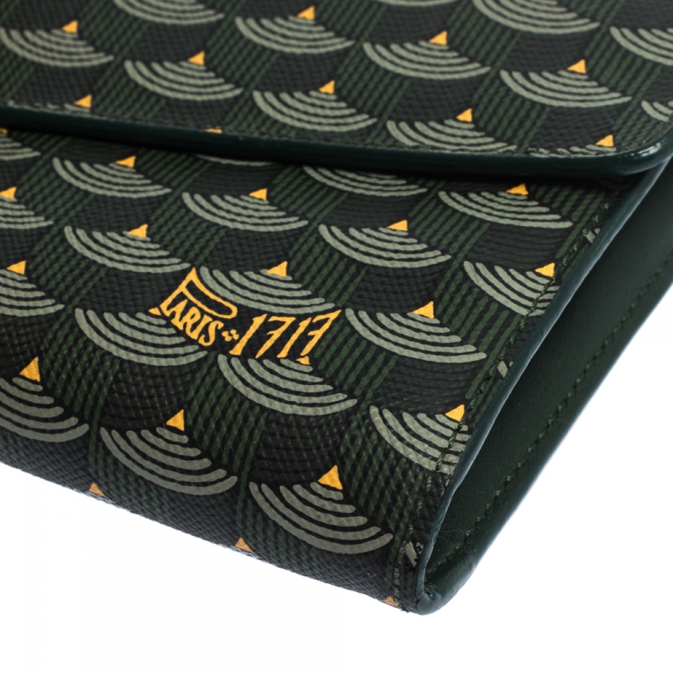 مملوكة مسبقًا Faure Le Page Green Coated Canvas Continental Wallet