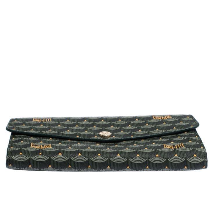 مملوكة مسبقًا Faure Le Page Green Coated Canvas Continental Wallet