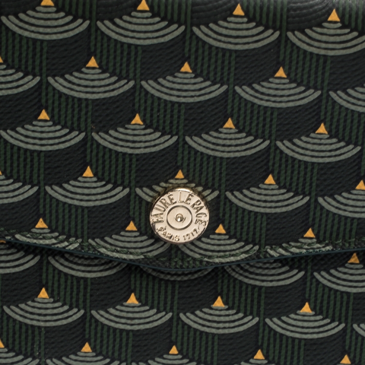 مملوكة مسبقًا Faure Le Page Green Coated Canvas Continental Wallet