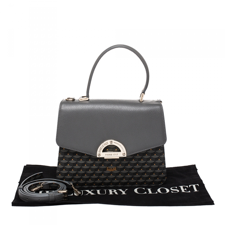Pre Owned Faure Le Page Dark Grey Coated Canvas and Leather Parade Top Handle Bag