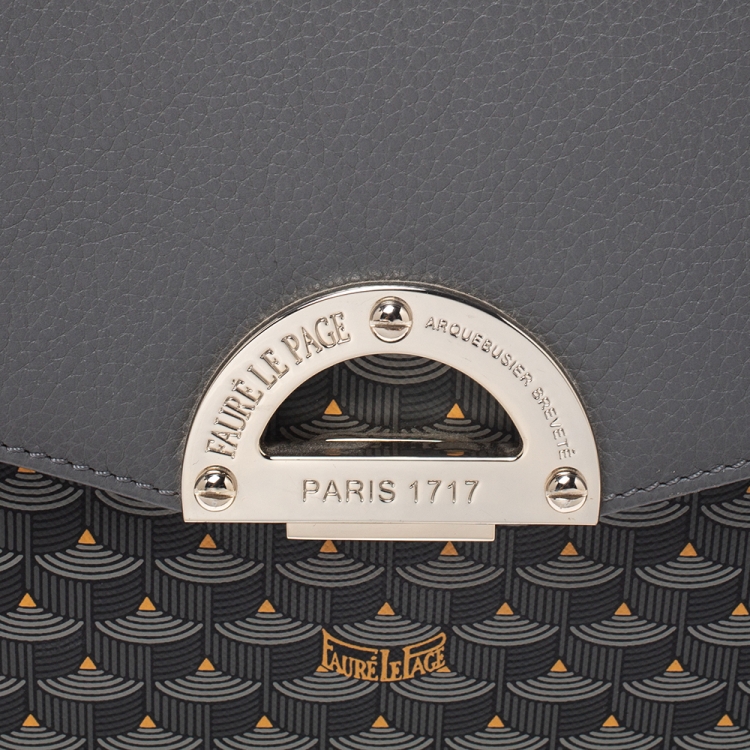 Pre Owned Faure Le Page Dark Grey Coated Canvas and Leather Parade Top Handle Bag