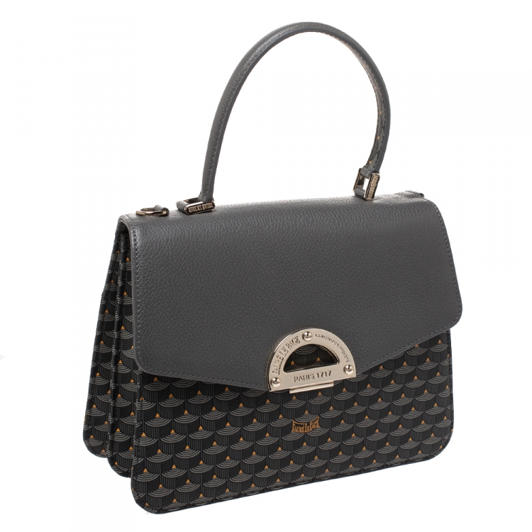 Pre Owned Faure Le Page Dark Grey Coated Canvas and Leather Parade Top Handle Bag