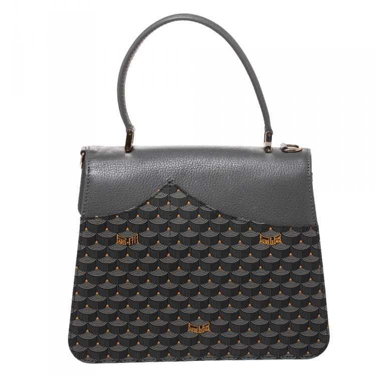 Pre Owned Faure Le Page Dark Grey Coated Canvas and Leather Parade Top Handle Bag
