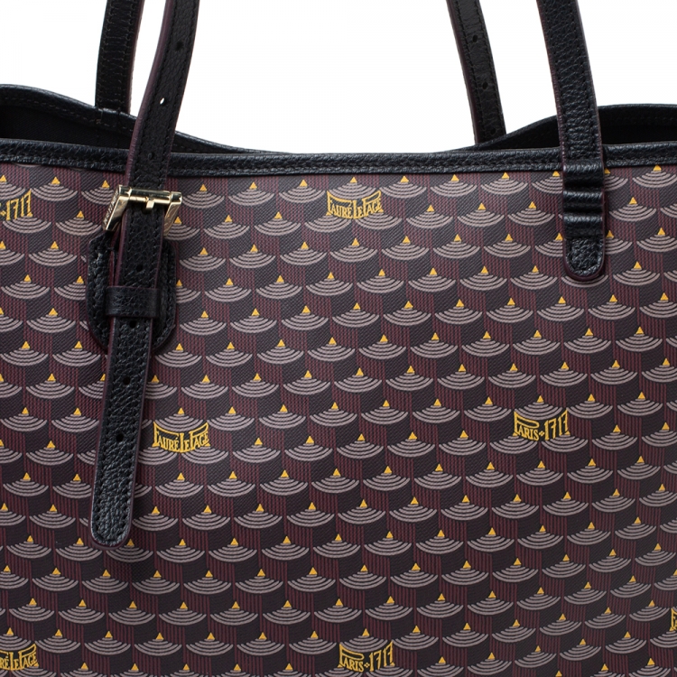 Pre Owned Fauré Le Page Burgundy Monogram Canvas and Leather Daily Battle Tote