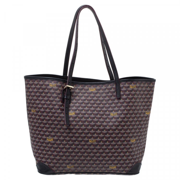 Pre Owned Fauré Le Page Burgundy Monogram Canvas and Leather Daily Battle Tote