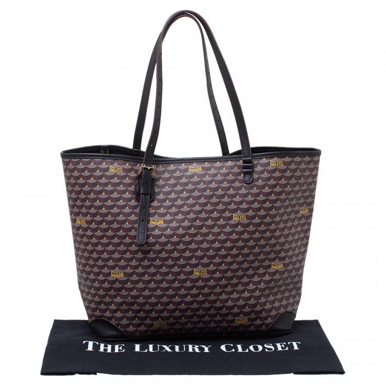 Pre Owned Fauré Le Page Burgundy Monogram Canvas and Leather Daily Battle Tote