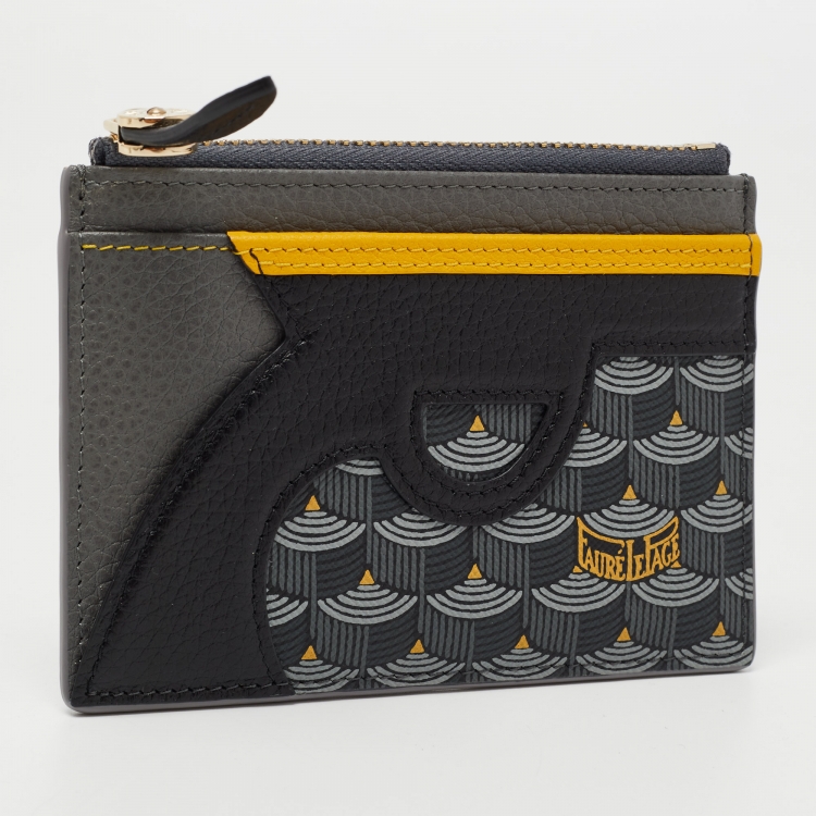 Pre Owned Faure Le Page Multicolor Coated Canvas and Leather Zip Card Holder