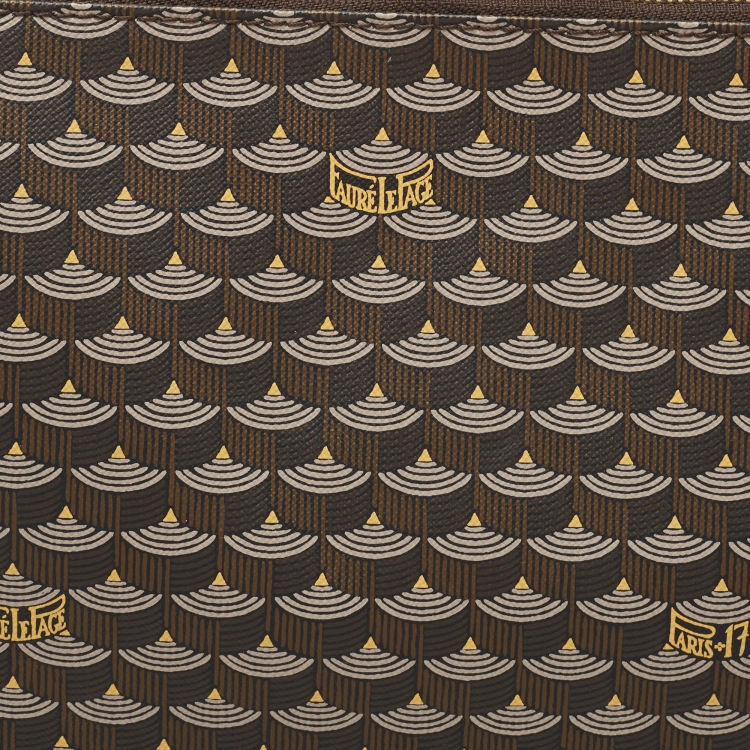 Pre Owned Faure Le Page Black Coated Canvas and Leather Wristlet Pouch
