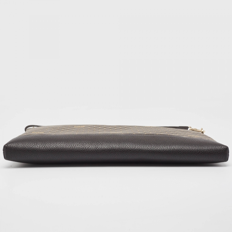 Pre Owned Faure Le Page Black Coated Canvas and Leather Wristlet Pouch