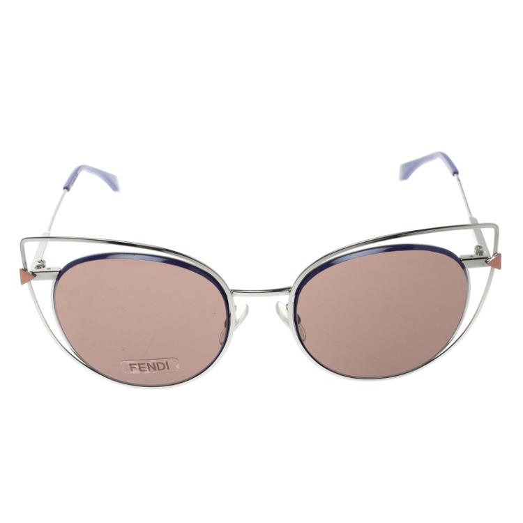 Pre Owned Fendi Brown/Lilac FF 0176/S Cat Eye Sunglasses