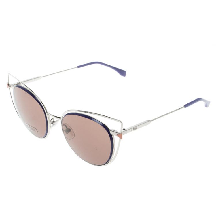 Pre Owned Fendi Brown/Lilac FF 0176/S Cat Eye Sunglasses