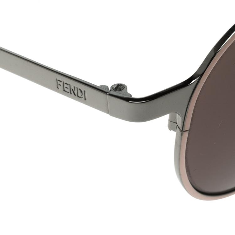 Pre Owned Fendi Black FF0090/S Round Sunglasses