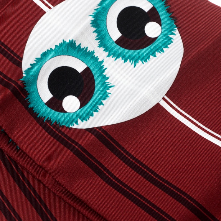 Pre Owned Fendi Red Monster Printed Silk Maxi Wrappy