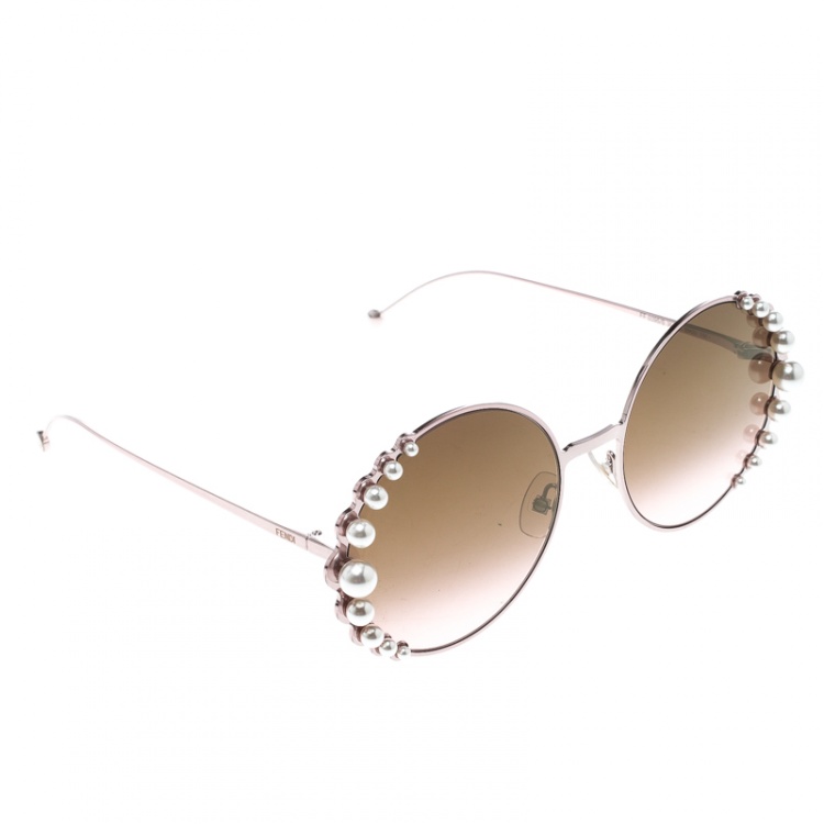 fendi round sunglasses with pearls