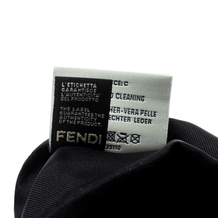 Pre Owned Fendi Black Silk Leather Trim Detail Headband 
