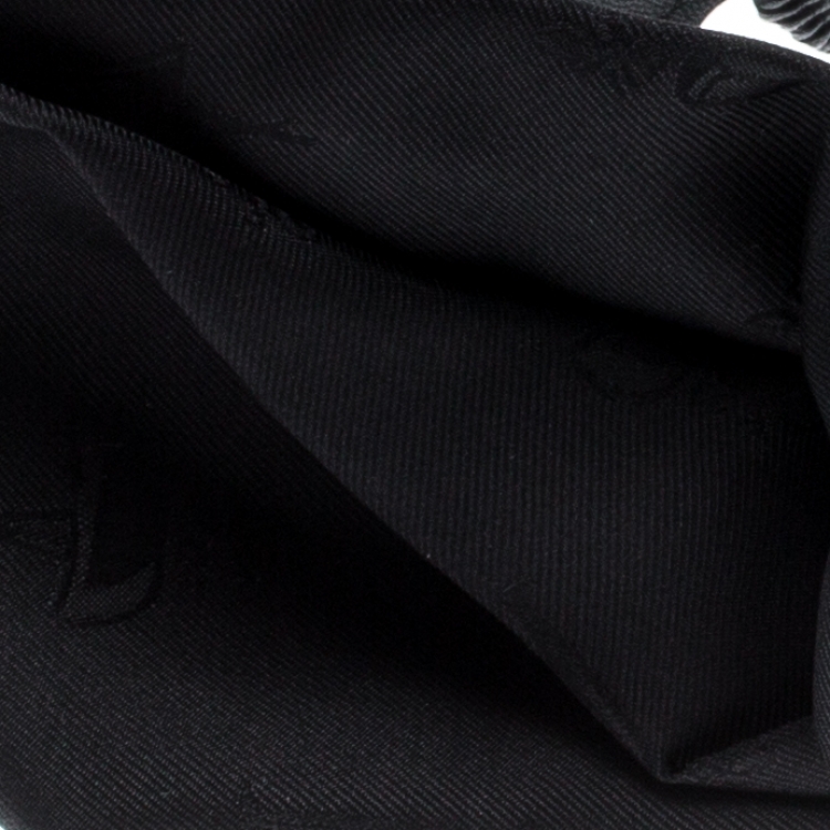 Pre Owned Fendi Black Silk Leather Trim Detail Headband 
