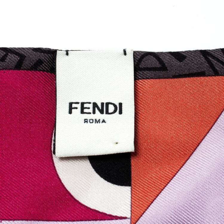 Pre Owned Fendi Multicolor Monster Eye Printed Silk Bandeau Scarf 
