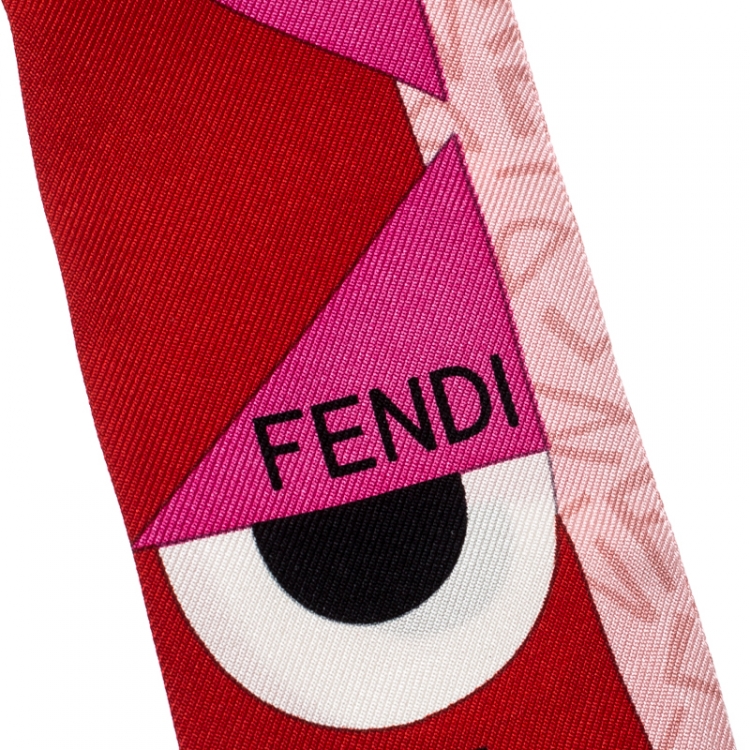 Pre Owned Fendi Multicolor Monster Eye Printed Silk Bandeau Scarf 