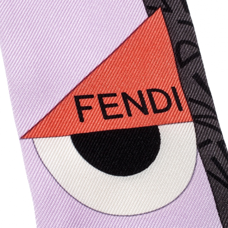 Pre Owned Fendi Multicolor Monster Eye Printed Silk Bandeau Scarf 