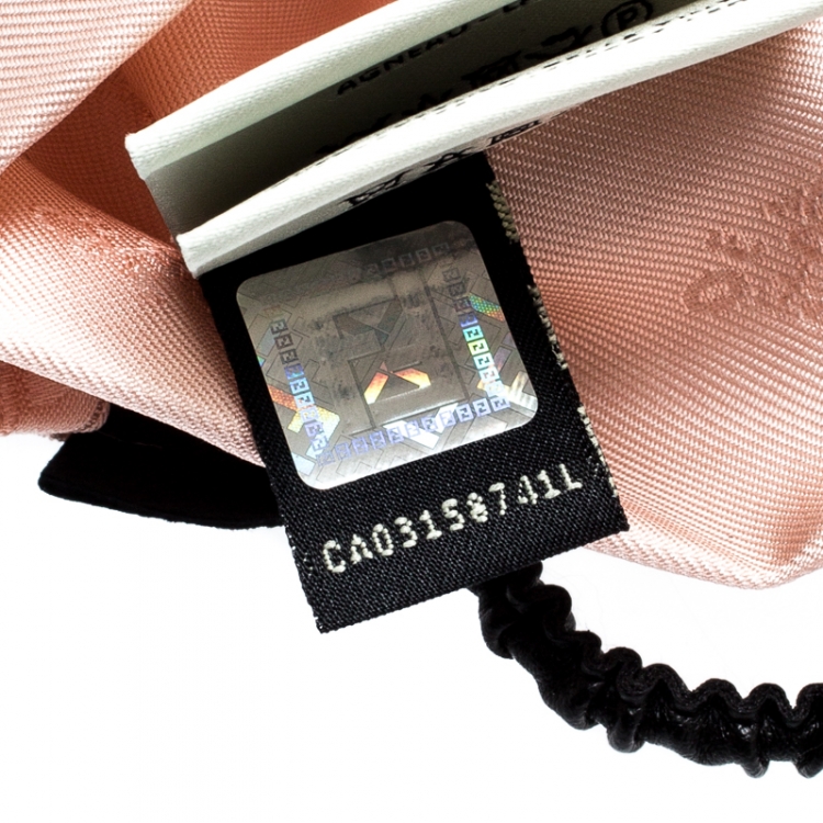 Pre Owned Fendi Pink Silk Leather Trim Detail Headband 