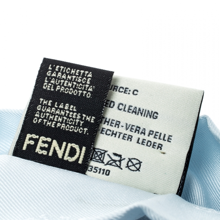 Pre Owned Fendi Blue Silk Leather Trim Detail Headband 