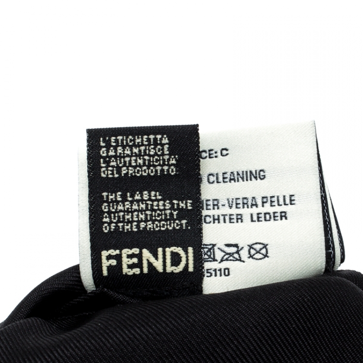 Pre Owned Fendi Black Silk Leather Trim Detail Headband 