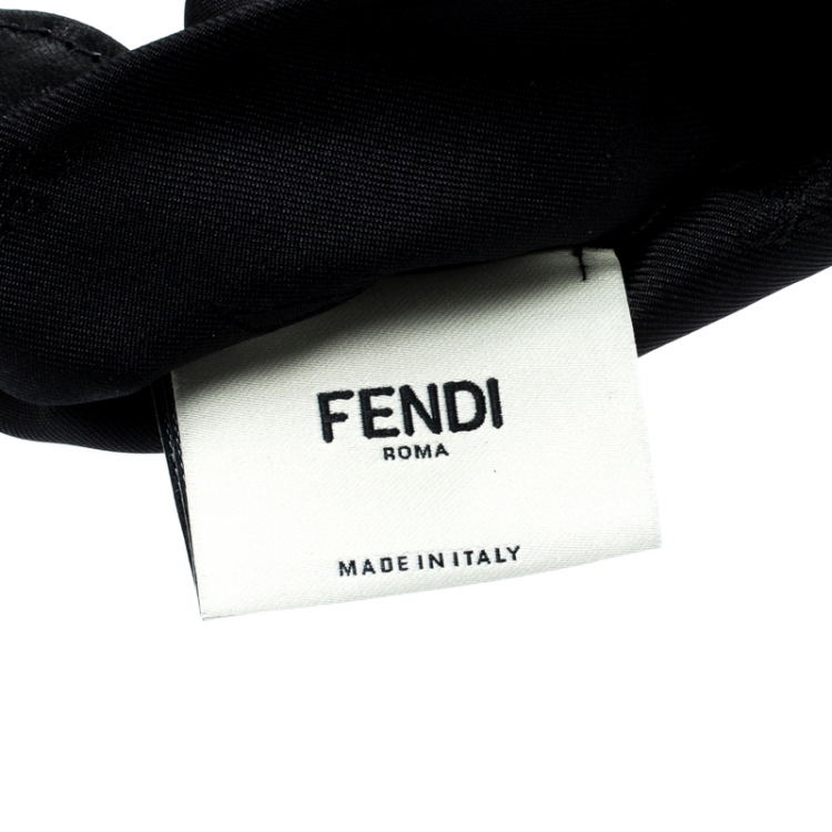 Pre Owned Fendi Black Silk Leather Trim Detail Headband 