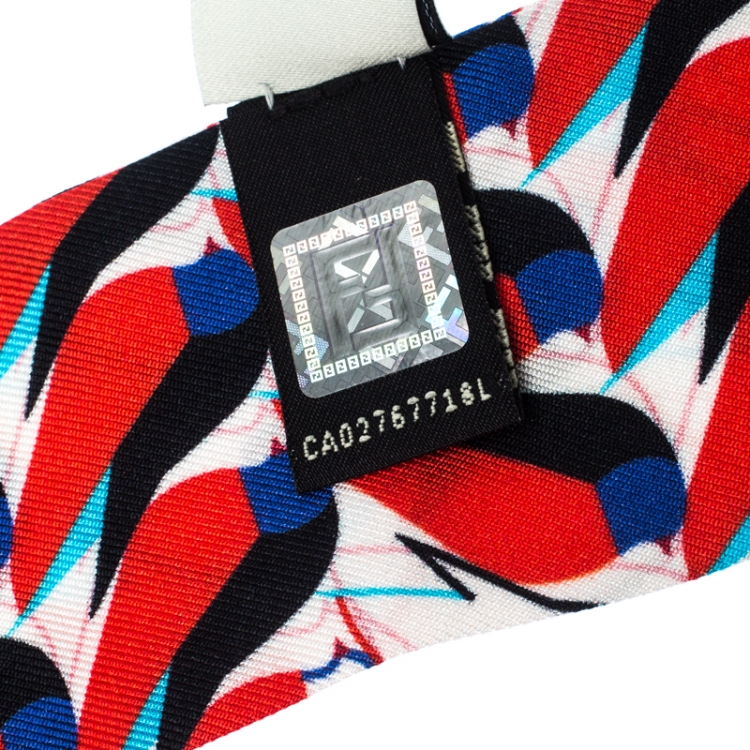 Pre Owned Fendi Multicolor Abstract Bird Print Silk Creatures Bandeau Avorio Scarf