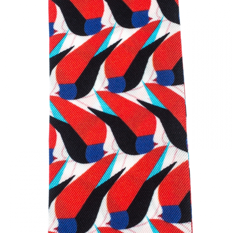 Pre Owned Fendi Multicolor Abstract Bird Print Silk Creatures Bandeau Avorio Scarf