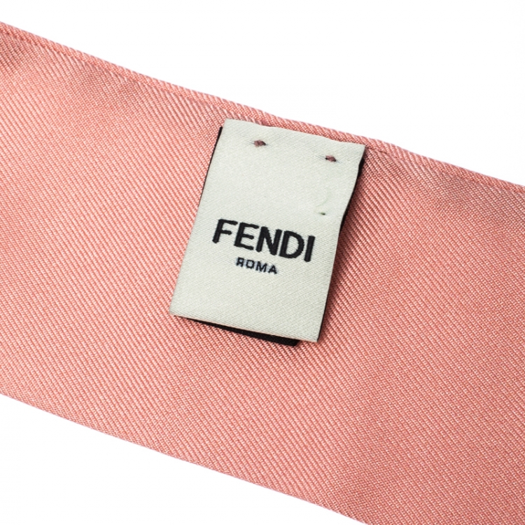 Pre Owned Fendi Mulitcolor Printed Silk Orchidea Bandeau Bubble Gum Scarf