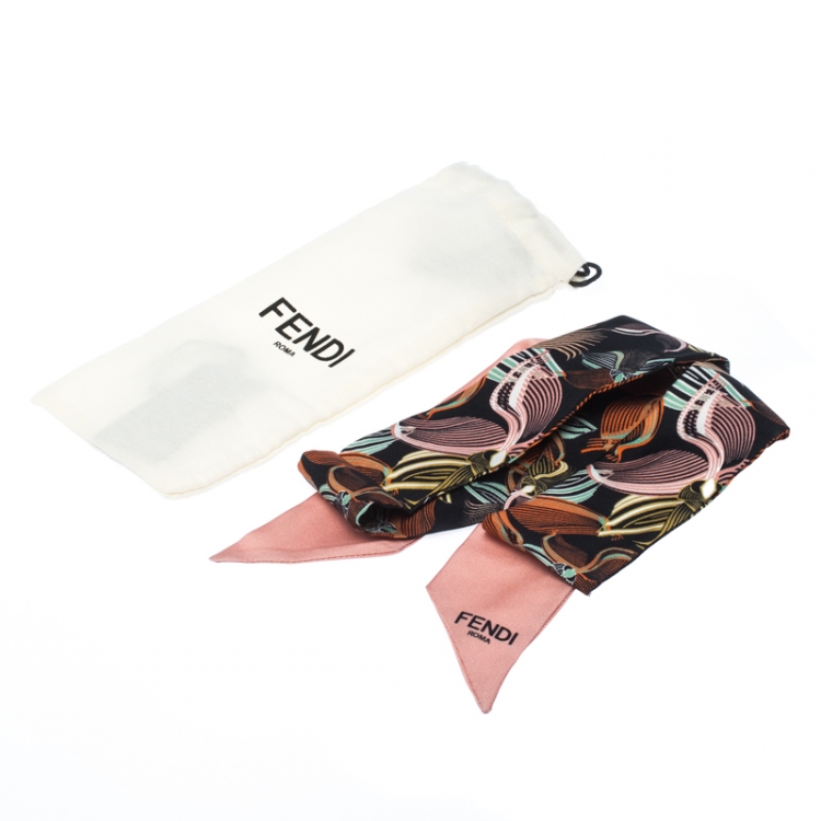 Pre Owned Fendi Mulitcolor Printed Silk Orchidea Bandeau Bubble Gum Scarf
