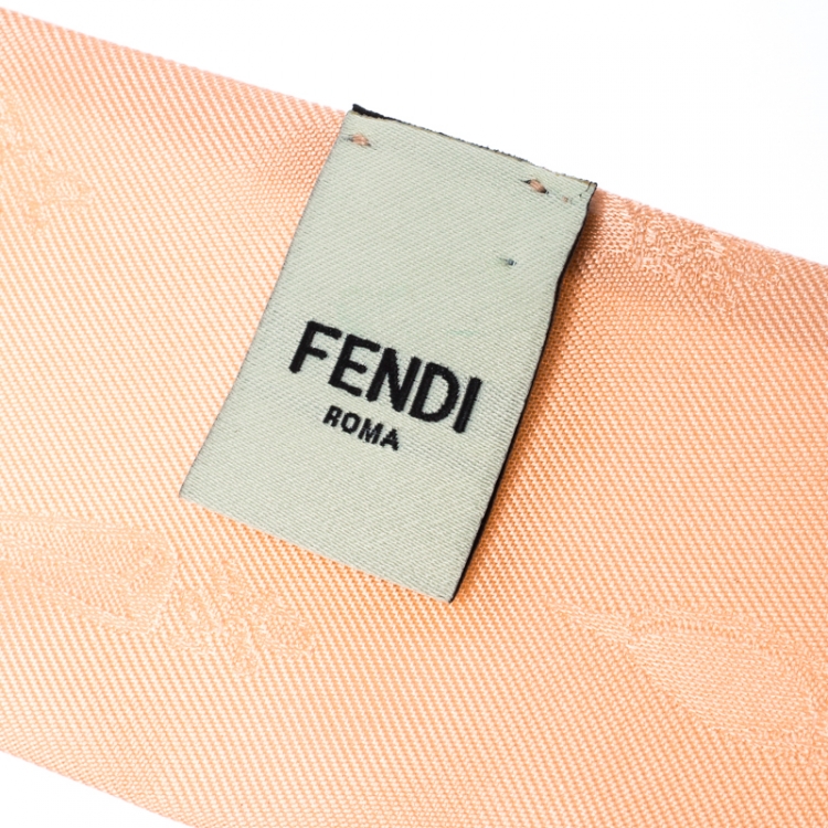 Pre Owned Fendi Pink Silk Jacquard Bamboline Magnolia Bandeau Scarf