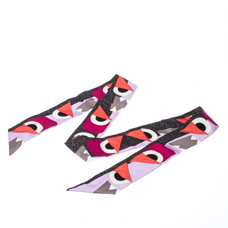Pre Owned Fendi Mulitcolor Abstract Print Twillino Mostri Bandeau Scarf