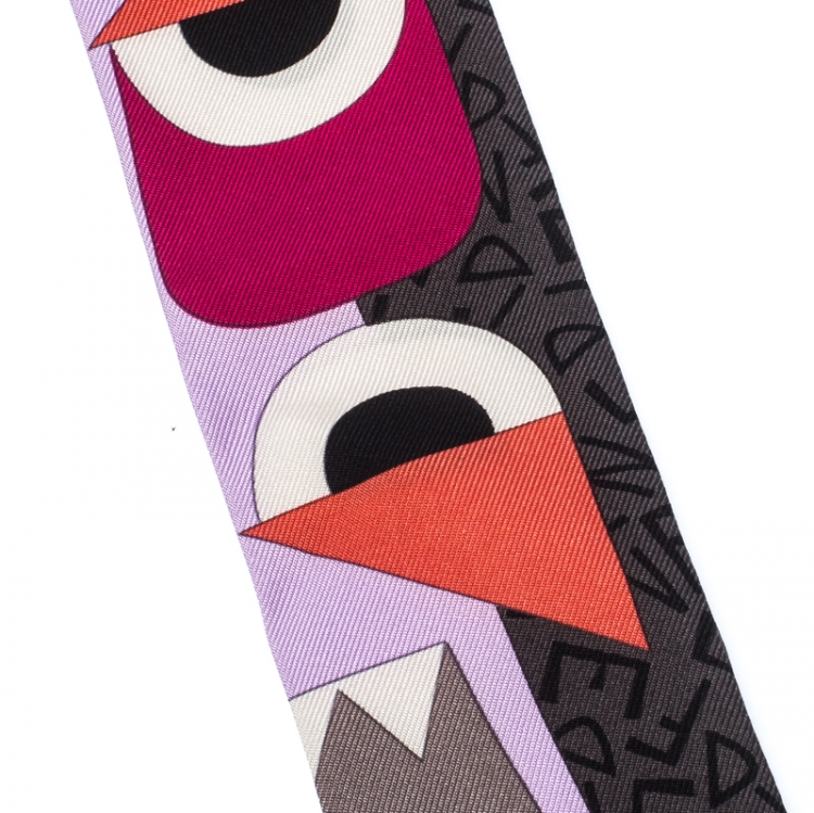 Pre Owned Fendi Mulitcolor Abstract Print Twillino Mostri Bandeau Scarf