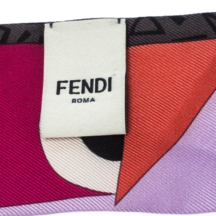 Pre Owned Fendi Mulitcolor Abstract Print Twillino Mostri Bandeau Scarf