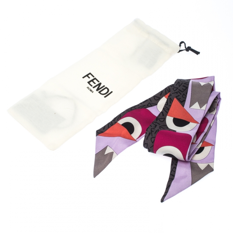 Pre Owned Fendi Mulitcolor Abstract Print Twillino Mostri Bandeau Scarf