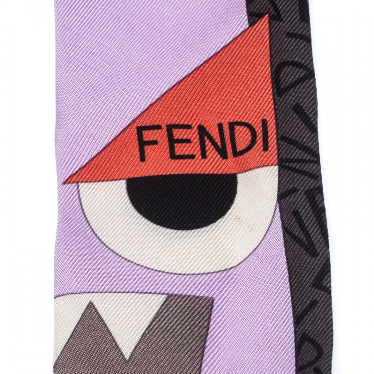 Pre Owned Fendi Mulitcolor Abstract Print Twillino Mostri Bandeau Scarf