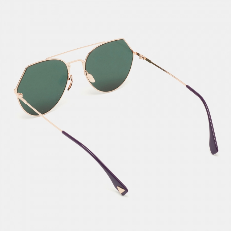 Pre Owned Fendi Pink FF0194/S Mirrored Aviators Sunglasses