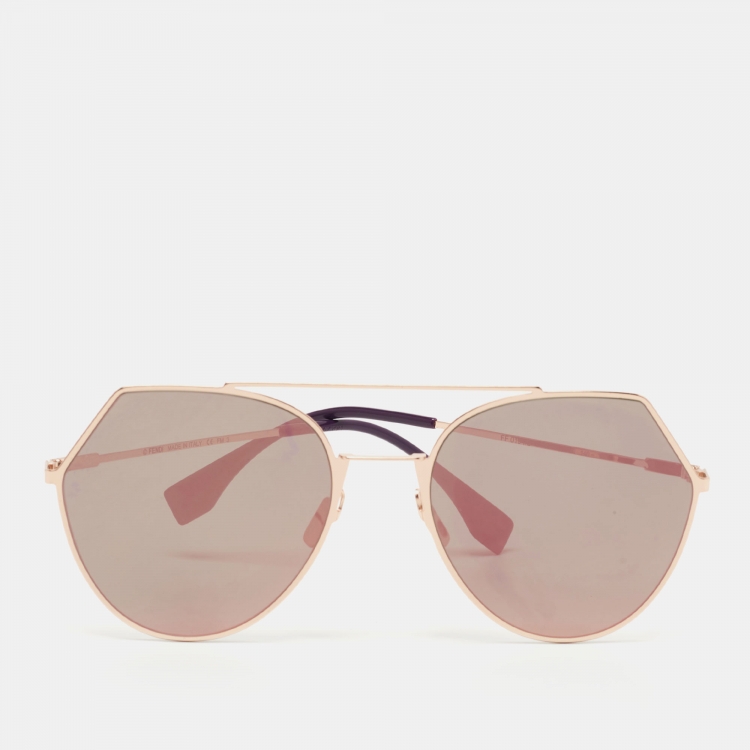 Pre Owned Fendi Pink FF0194/S Mirrored Aviators Sunglasses