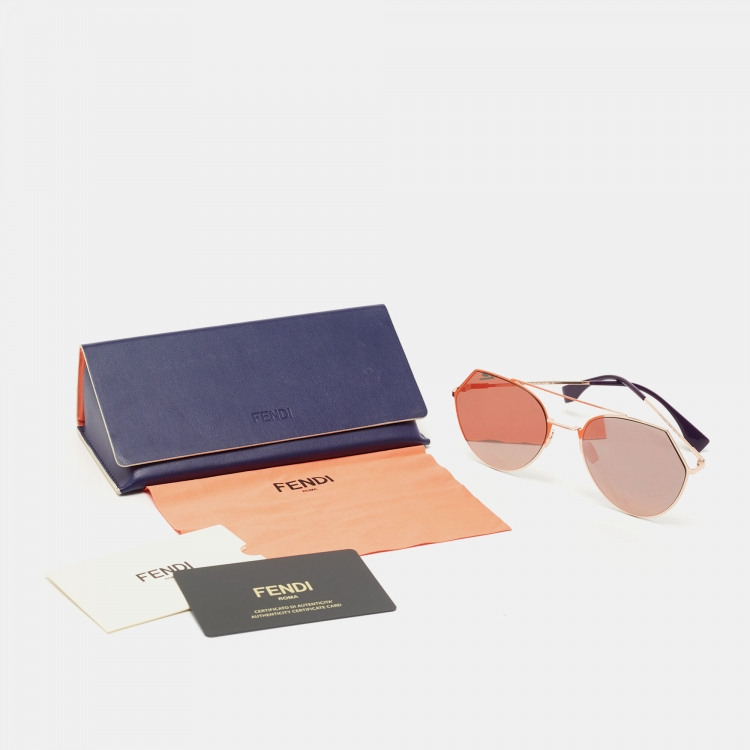 Pre Owned Fendi Pink FF0194/S Mirrored Aviators Sunglasses