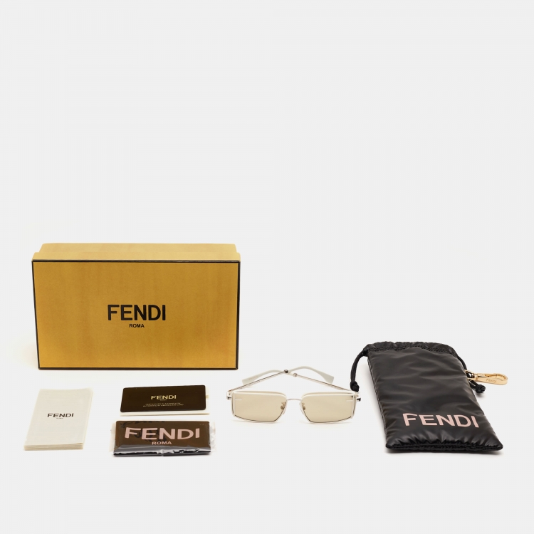 Pre Owned Fendi White FE40102U Rectangular Sunglasses