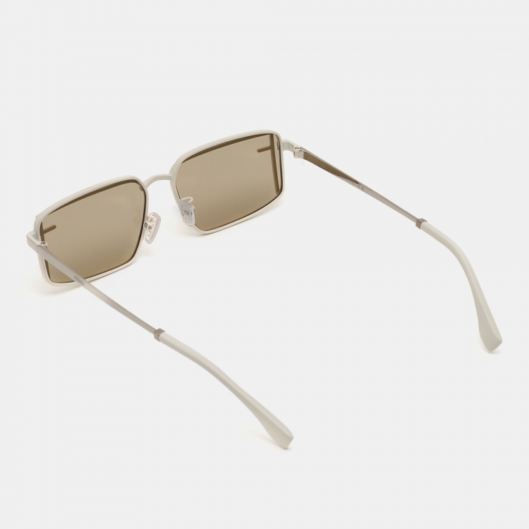 Pre Owned Fendi White FE40102U Rectangular Sunglasses