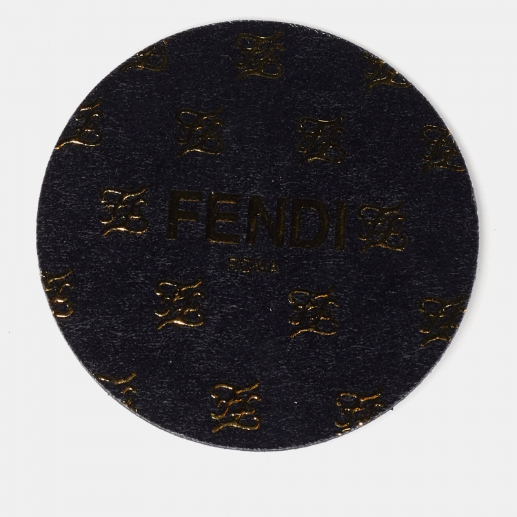 Pre Owned Fendi Black Zucca Leather F is Fendi Belt 90CM