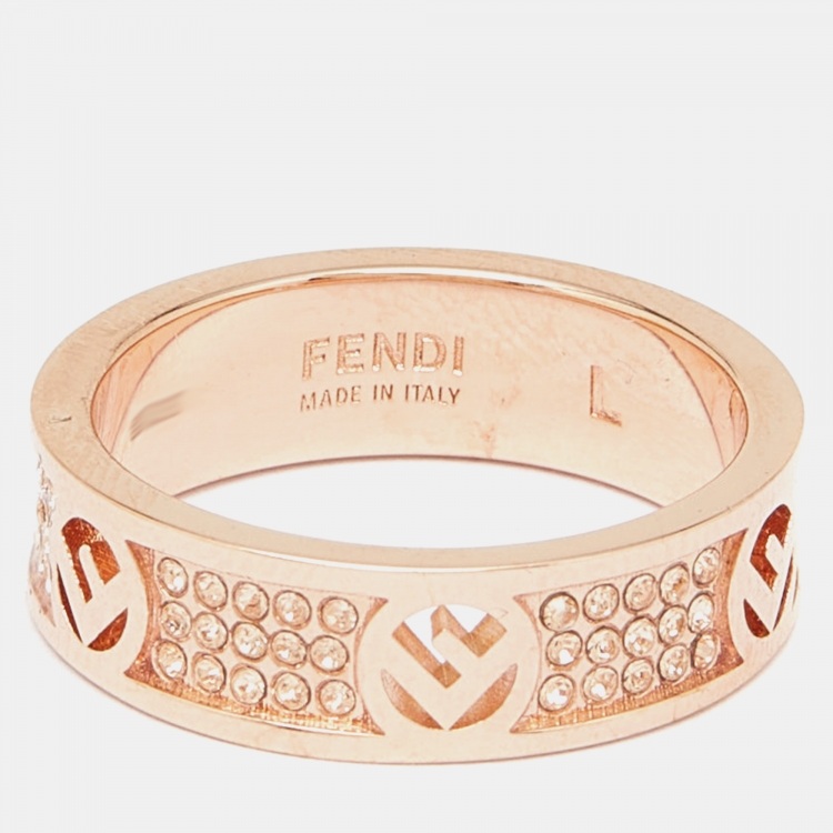Pre Owned Fendi F is Fendi Crystal Gold Tone Ring Size 58